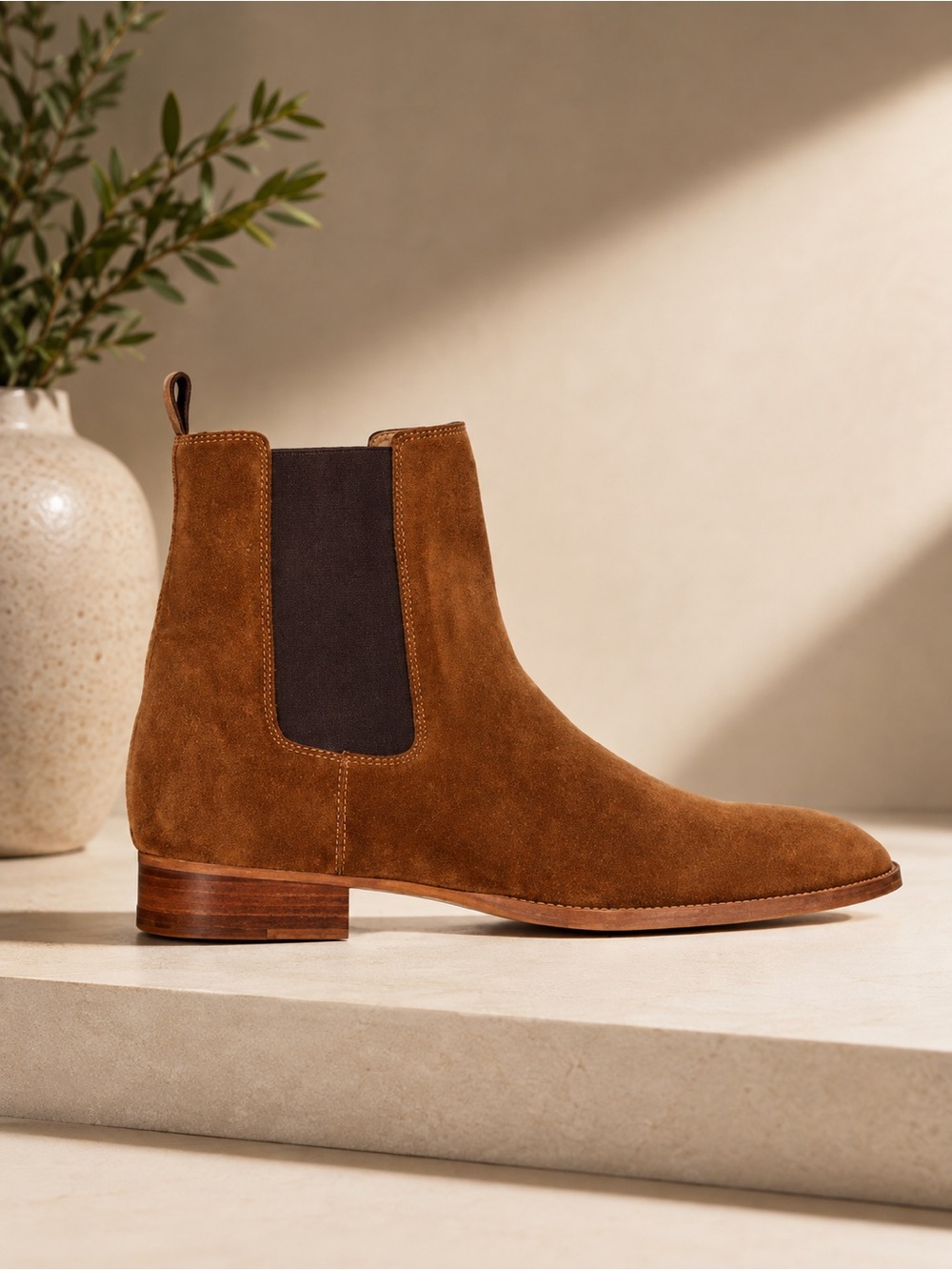 New The Kooples Men’s Brown Suede Leather Chelsea Boots – Size French 41 (US 7)